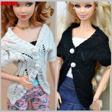 White Black Knitted Warm Sweater For Barbie Doll Coat Outfits Clothes 1/6 BJD Dolls Accessories Toys For Children Dollhouse DIY 2024 - buy cheap