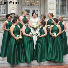 JaneVini Green Bridesmaid Dress Long Halter Floor Length 2020 Sexy Backless Wedding Guest Dresses Formal Gown vestidos fiesta 2024 - buy cheap