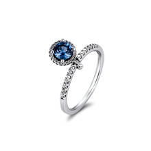 Anel 925 de prata esterlina para mulheres, anel redondo brilhante para fazer joias para noivado, festa de casamento e presente 2024 - compre barato