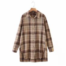 Plaid Shirt Women Spring Autumn 2020 fashion Ladies Vintage Casual Cotton Loose Blouse Soft Thick Tops Chic 2024 - buy cheap
