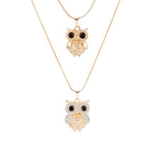 New Crystal Pendants Owl Necklace For Women Gold Silvery Double Layer Snake Chain Necklaces For Women Fashion Jewelry Wholesale 2024 - buy cheap