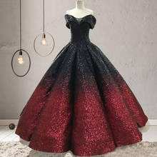 2019 Off the Shoulder Quinceanera Dresses Ball Gown Discolor Sequined Prom Dresses Ruffled Princess Bling Wedding Bridal Gowns 2024 - buy cheap