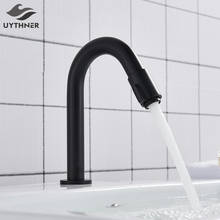 Uythner-grifo de lavabo negro mate para baño, grifería de latón para fregadero de baño, grifos de agua fría individuales de un solo Mango, grifo de lavabo de un solo orificio 2024 - compra barato