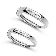 Regalo personalizado con letras de nombre grabadas, anillos ajustables para amantes, anillos para pareja, anillo de promesa de boda, joyería de compromiso 2024 - compra barato