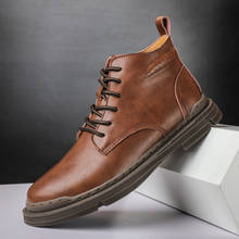 Botas masculinas de couro primavera e outono botas masculinas confortáveis tênis de moda masculina botas de tornozelo casual 2024 - compre barato