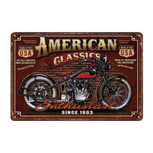 Placa de latão de metal pôster retrô clássico americano moto bar pub casa vintage café arte 2024 - compre barato