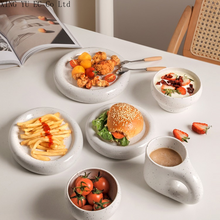 Керамическая кружка в скандинавском стиле, креативная индивидуальная тарелка, миска для лапши, Салатница, бытовая чашка для кофе, круглая тарелка, набор посуды 2024 - купить недорого