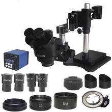 Microscopio estéreo trinocular Focal de doble brazo 3.5X-90X, Microscopio de 13MP, HDMI, VGA, cámara Digital, 144 luces 2024 - compra barato