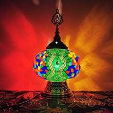 Dia 18cm Turkish table Lamp vintage art deco Handcrafted lamparas de mesa mosaic Glass romantic bed light lamparas con mosaicos 2024 - buy cheap