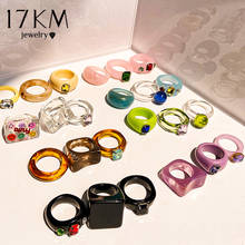 Conjunto de anillos acrílicos geométricos para mujer, Set de 3 piezas de anillos acrílicos de resina transparentes geométricos coreanos, anillos de cristal a la moda, regalos de joyería de tendencia 2021 2024 - compra barato