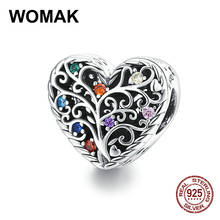 Genuine 100% 925 sterling silver zircon heart beads tree of life charm fit original bangle pendant DIY woman jewelry making gift 2024 - buy cheap