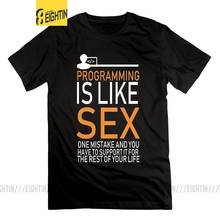 Camiseta engraçada com gola redonda, programação para sexo, divertida, para homens, manga curta, 100% algodão 2024 - compre barato