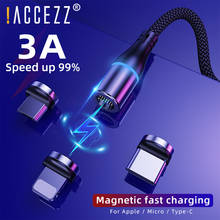 ¡! ACCEZZ-Cable magnético de carga rápida 3A para iPhone 11 Pro Max, Samsung S10, Huawei P40, cargador magnético, Cables de sincronización de datos para tableta 2024 - compra barato