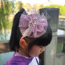 New Child Bowtie Cute Hairband for party Girl Kids Rhinestones headband Crown headwear Cartoon Lace hair accessories Hair Hoop 2024 - buy cheap