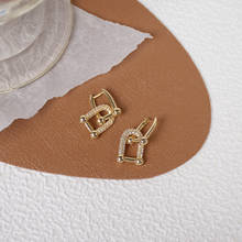 Brincos geométricos de moda simples temperamento brincos de cobre zircônio embutido joias femininas coreanas requintadas 2024 - compre barato