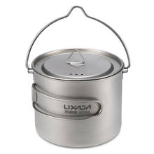 Lixada 900ml / 1600ml Titanium Cup Pot Ultralight Portable Cup Hanging Pot with Lid and Foldable Handle Outdoor Camping Hiking 2024 - buy cheap