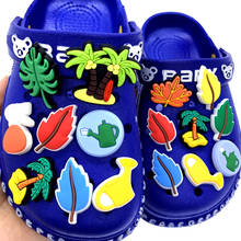 Conjunto de 10 unids/set de dijes de zapatos con hojas de árbol, decoración para pulsera de cocodrilo, accesorios de mochila para niños, regalos de X-MAS 2024 - compra barato