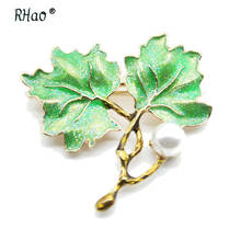 RHao-broches de planta de hoja verde para mujer y niña, joyería de abrigo, hebillas, accesorios de ropa, alfileres, regalo de cumpleaños 2024 - compra barato