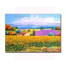 Outdoor Flowers Landscape Oil Painting Hand-painted Lavenders Picture Wall Decor Canvas Scenery Art Unframed Paintings Artwork 2024 - buy cheap