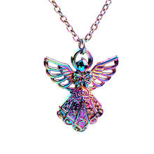 10pcs Rainbow Color Alloy angel with wings Necklace free Stainless Steel Chain for Women Girl Xmas Party Jewelry gifts 2024 - buy cheap