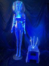 Casco de guerrero espacial Lumious para espectáculo de escenario, ropa para la cabeza, para fiesta de DJ, tecnología del futuro, club nocturno 2024 - compra barato