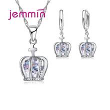 Conjuntos de joyas de corona de lujo para mujer, dijes de collar de plata esterlina 925, pendientes para boda/Compromiso, novedad 2024 - compra barato