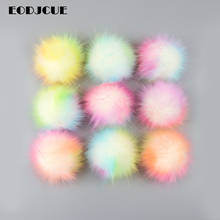 Factory Price! 12CM Colorful False Hairball Hat Ball Pompom Handmade DIY Artificial Ball Accessories Faux Fox Fur With Buckle 2024 - buy cheap