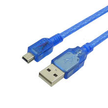 Синий короткий USB 2,0 A штекер мини 5 Pin B кабель для зарядки данных Шнур адаптер Новый 0,3 м, 1 м, 1,5 м, 3 м, 5 м 2024 - купить недорого