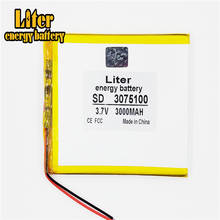 Liter energy battery best battery brand 1PCS Size 3075100 3.7V 3000mah Lithium polymer Battery For Tablet PCs PDA 2024 - buy cheap