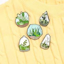 Terrarium Cactus Aloe Brooches Potted Plant Enamel Pins Custom  Bag Clothes Lapel Pin Small fresh Badge Jewelry Gift for Friends 2024 - buy cheap