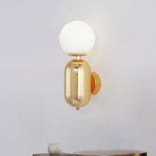 Luminária de cabeceira led, estilo nórdico, globo de vidro, espelho frontal, para decoração de interiores 2024 - compre barato
