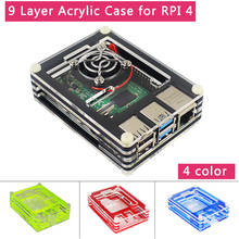 Raspberry Pi 4 Модель B 9 слой акриловый чехол прозрачная коробка черный корпус | Вентилятор охлаждения | матовый чехол для Raspbberry Pi 4 2024 - купить недорого