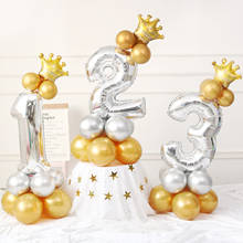 Juego de globos de aluminio con números, Decoración de cumpleaños para fiestas, de plata, oro rosa, 0, 1, 2, 3, 4, 5, 6, 7, 8, 9 2024 - compra barato