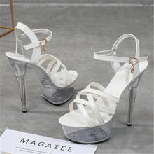 Sexy tacones súper altos 15CM sandalias de plataforma de tacón Delgado zapatillas de cristal transparente zapatos de boda 2024 - compra barato