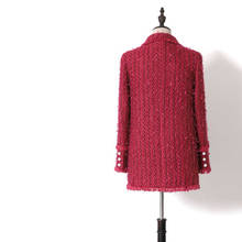 Женская твидовая куртка с отложным воротником, красная однобортная куртка с бахромой, маленькие пальто и куртки, весна-осень 2020 2024 - купить недорого
