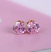 Luxury Female Rainbow Crystal Stud Earrings Classic Gold Silver Color Wedding Earrings For Women Cute Round Zircon Party Earring 2024 - buy cheap