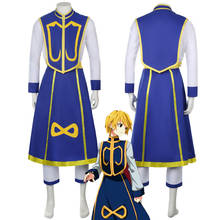 Disfraz de Takerlama Kurapika para hombre, traje de Hunter x Hunter, chaleco azul para adulto, falda superior, pantalones, conjuntos de uniforme de Anime 2024 - compra barato