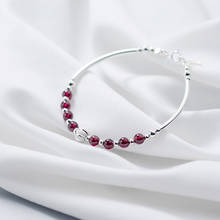 Wine Red Natural Garnet Beads 925 Sterling Silver Strand Bracelets for Girls Women's Bracelets Fine Jewelry Accessories YBR209 2024 - buy cheap