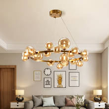 Lámpara colgante con forma de bola de cristal para decoración de sala de estar, luz Led redonda de estilo nórdico moderno, iluminación Interior de muebles de dormitorio y comedor 2024 - compra barato