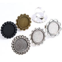 18mm 6pcs Black And Antique Silver Plated Brass Adjustable Ring Settings Blank/Base,Fit 18mm Glass Cabochons,Buttons;Ring Bezels 2024 - buy cheap