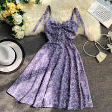 High Waist Princess Dresses Party Dresses Holiday Vestido Purple Flower Women Beach Dress Strapless High Waist Chiffon 2024 - buy cheap