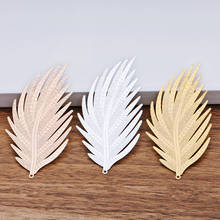 10 PCS 64*33mm Metal Copper Sheet Filigree Feather Pendant Charms For DIY Jewelry Making 2024 - buy cheap