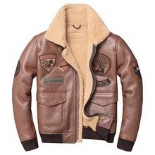 Luxury brown Men Shearling Flight Jacket Top Gun Air Force Pilot Jackets Casual Wool Liner B3 Bomber Jackets Russia Winter Coats 2024 - buy cheap