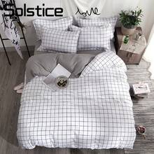 Solstice Home Textile Black Lattice Duvet Cover Pillowcase Bed Sheet Simple Boy Girls Bedding Sets 3/4Pcs Single Double Bedlinen 2024 - buy cheap