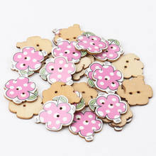 Button accessories for clothes Mix Cartoon Flower Wooden Buttons Botones Handmade Accessories Decoration 27mm 20pcs 2024 - buy cheap