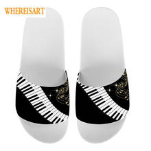 WHEREISART Music Notes Piano Keyboard Pattern Woman Summer Home Slippers Casual White No-slip House Flip Flop Beach Female Shoe 2024 - buy cheap