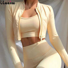 UNAIZA Women Suit Autumn And Winter New Fashion Casual Umbilical Exposed Zipper Cardigan Three-Piece Female Sports Fitness Suit 2024 - buy cheap