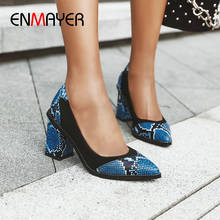 Enmayer-sapatos de salto quadrado femininos, tamanhos de luxo, sem cadarço, feminino, tamanhos 34-39, 2020 2024 - compre barato