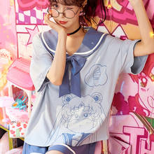 Women Pajamas Set Anime Pijama Summer Short Sleeve Thin Home Clothes Leisure Wear Harajuku Sailor Girls JK Casual Nightwear Suit 2024 - buy cheap