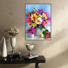 Bordado com flores e bordado, faça você mesmo, pintura de diamantes, flor, quadrado, mosaico para decoração da casa, 30x40 a1125 2024 - compre barato